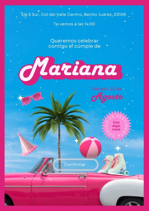Invitación Fiesta cumpleaños infantil digital niños